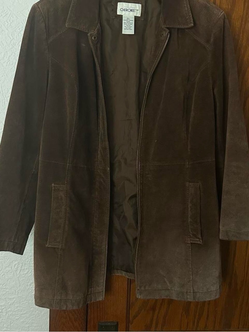 Cherokee Brown Suede Zip-Front Jacket